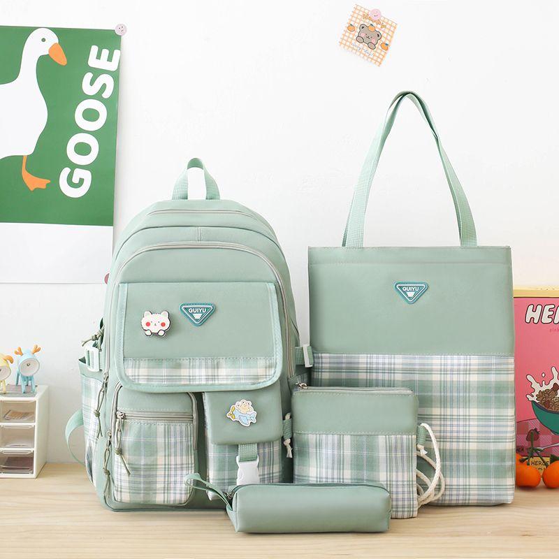 

Набор Рюкзак Девочка Рюкзак для Начальной Школы Студент Колледжа Защита Позвоночника Легкий Декомпрессионный Водонепроницаемый Кроссбоди Многофункциональный Пакет 4 pcs