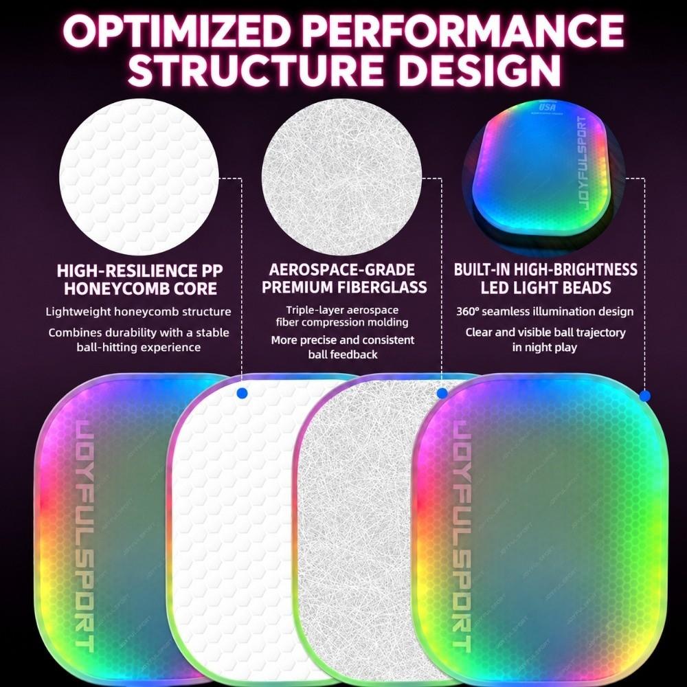 Frosted Surface Pickleball Paddles LED Lighting Pickle Ball Paddle Professional Game