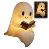 Roztomilá lampička duch čtení LED sedící duch čtoucí knihu noční světlo pro Halloween koupelna noční stolek dekorace