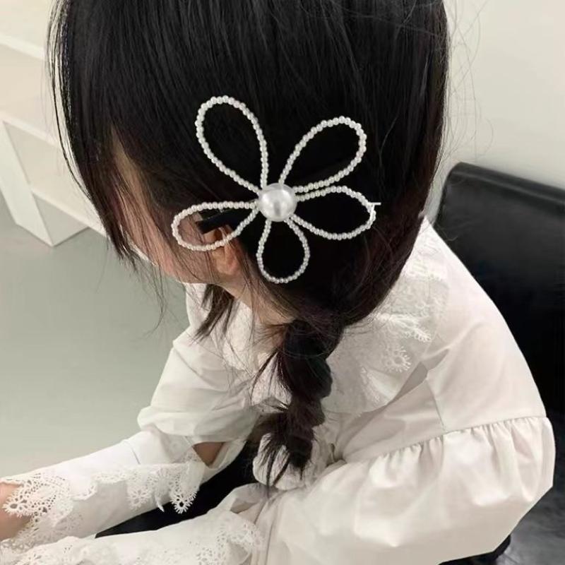 1pc Large Flower Pearl Hair Clip Women's Side Hair Accessory Elegant Hairpin Korean Style Hair Accessories