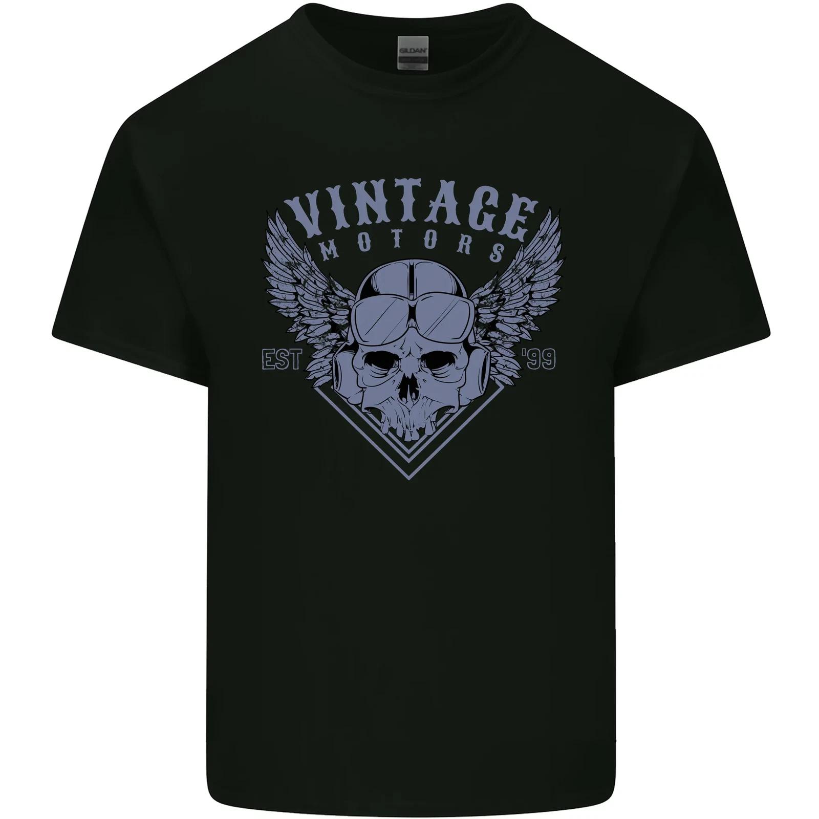 Vintage Motorcycle Biker Skulls Motorbike Kids T-Shirt Childrens L