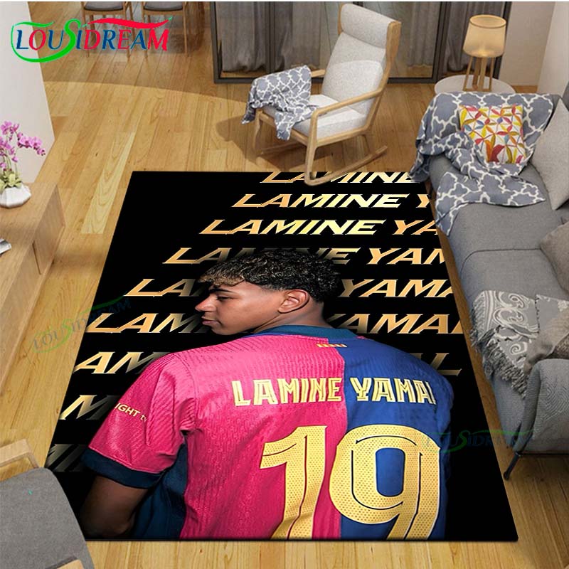 Lamine Yamal Futbalová Hviezda Tematická Protišmyková Rohožka Dekorácia do Spálne Obývacej Izby Podložka Darček 40x 60cm