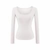Women's Slim Fit Black U-Neck Long-Sleeve Shirt - Spicy Girl Collection, Perfect Base Layer for Autumn and Winter.