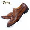 Fashion Size 38 To 47 Classic Genuine Leather Mens Wingtip Oxfords Office Business Formal Shoes Lace-up Brogue Wedding Shoes for Men
