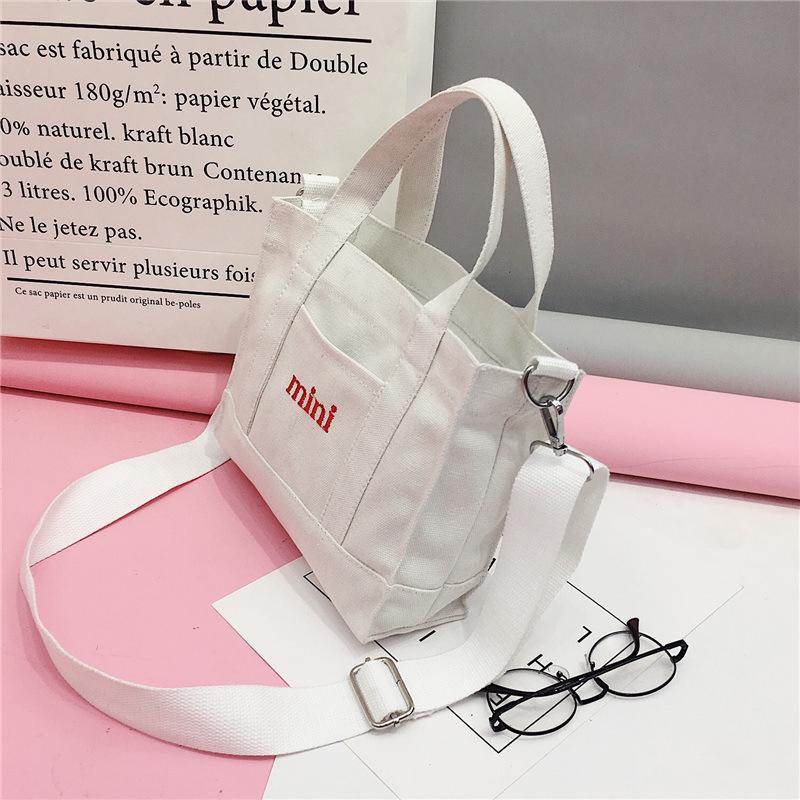 New canvas bag women's shoulder fashion letter handbag simple mini square bag