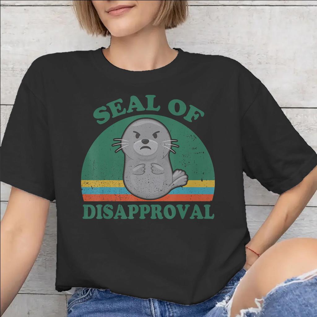 Graphic Printed Seal Of Approval T Shirt For Unisex 100 Cotton Tshirts Short Sleeve Tops