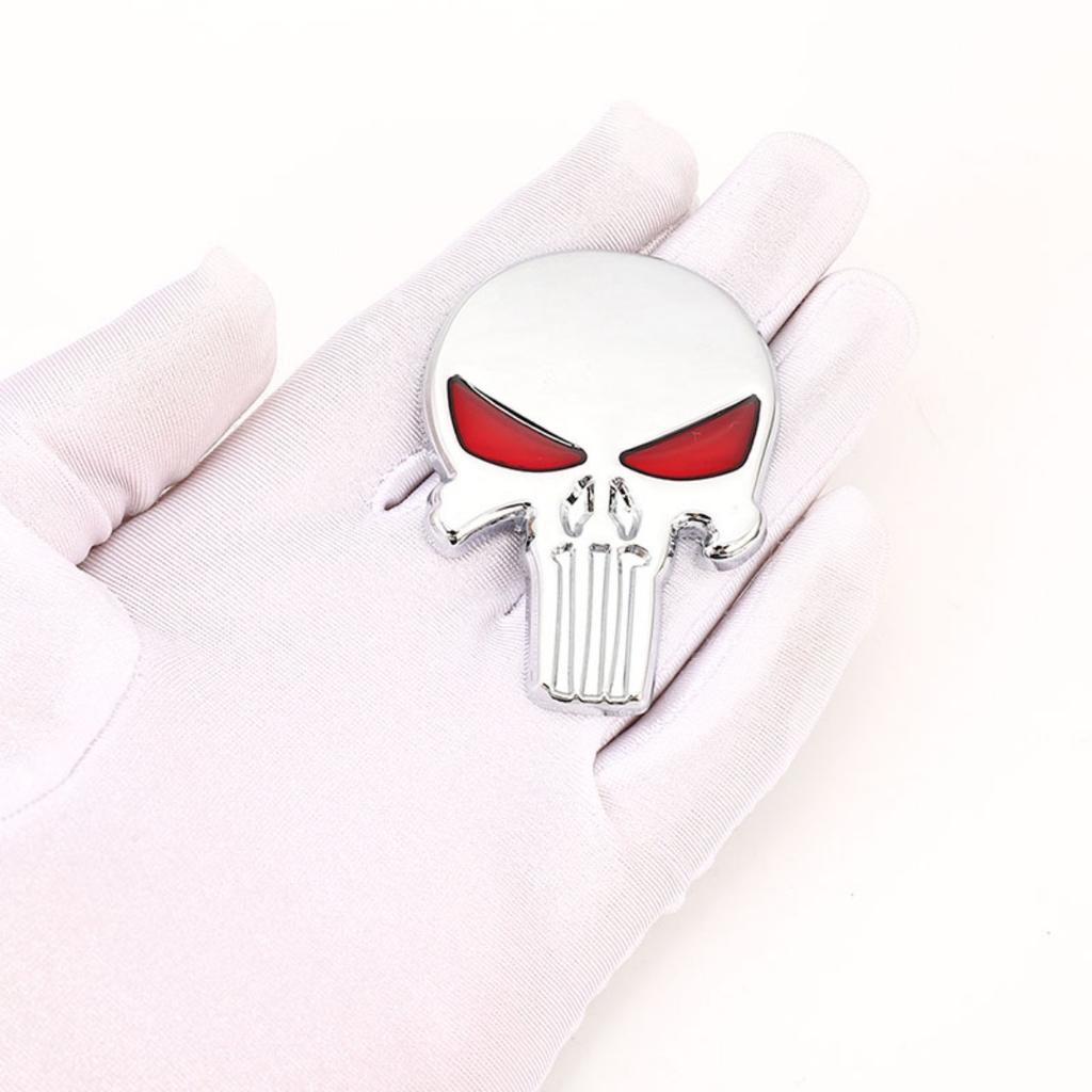3D Metal Skull Head Logo Badge Sticker Car Side Fender Rear Trunk Emblem Decal for Cars Motorcycles Pickups Etc