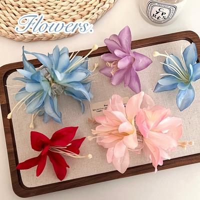 Pince à cheveux/griffe fleur hawaïenne pour femmes, pince requin florale artificielle, barrettes lys, épingle à cheveux, accessoires, vacances, plage, cadeaux