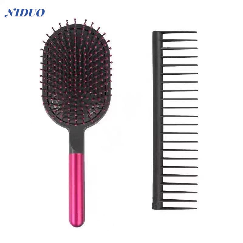 Douyin Anti-Static Fluffy Hair Cushion Comb Set: Girls' Massage & Air Cushion Comb, 2 Pieces.