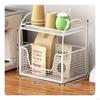 Desktop Storage Rack SpaceSaving TwoTier Desk Shelf Compact Wire Basket Organizer for Professionals,