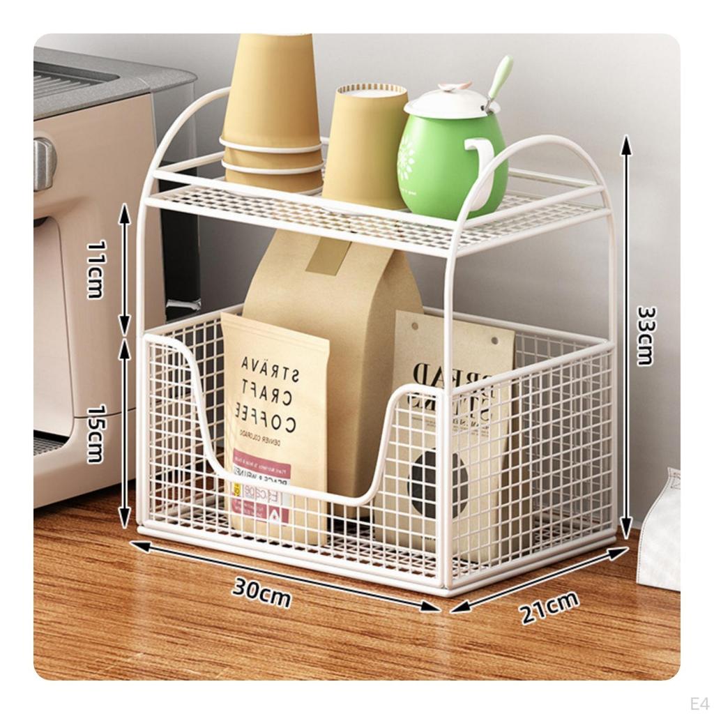 Desktop Storage Rack SpaceSaving TwoTier Desk Shelf Compact Wire Basket Organizer for Professionals,