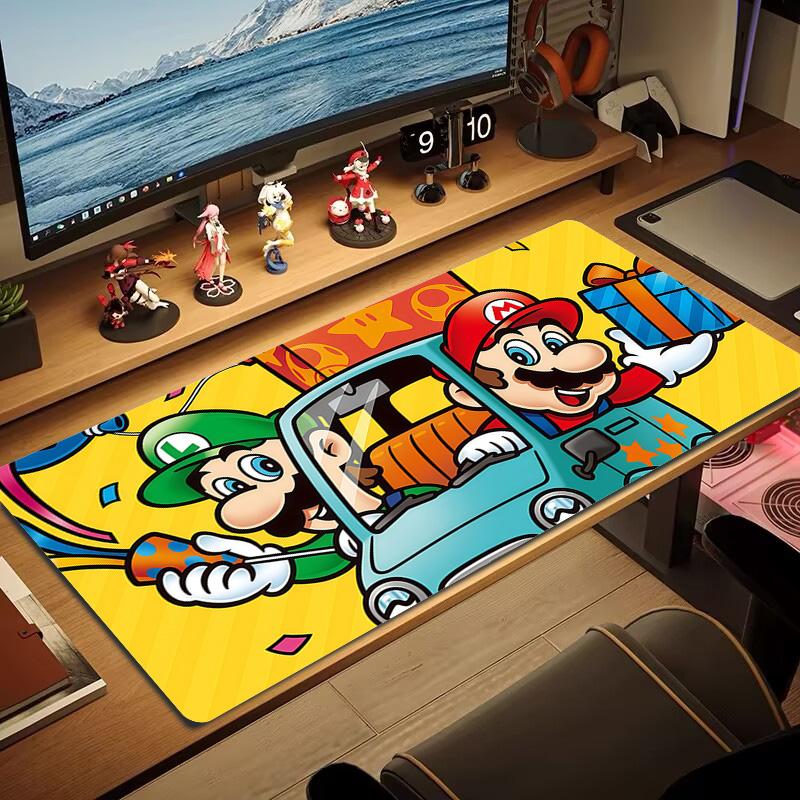 Luigi & Mario Car Trip Print Cushion Non-slip Laptop Tablet Big Mousepad XXL Mat Mini PC Playmat With Lock edge