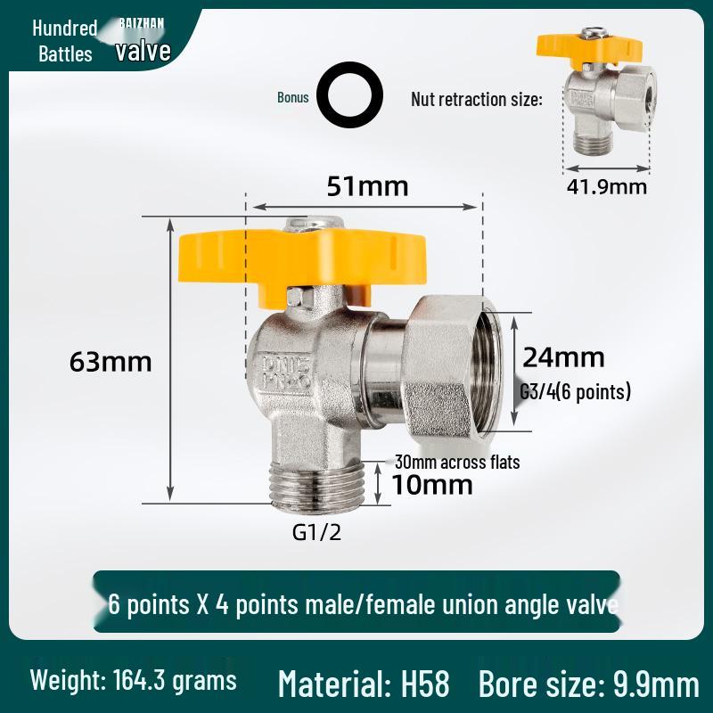 All-Copper Valve Manifold: Three-Way Union, Male/Female Thread Ball Valve for Underfloor Heating and Wall-Hung Boilers