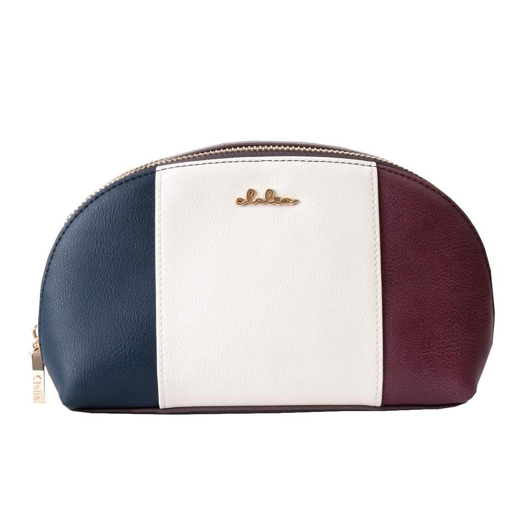 Clelia Cosmetic Pouch Tricolor Large Capacity Double Zipper Makeup Pouch Liberte Series [Cleria] [CL-17088] (Royal Marine)