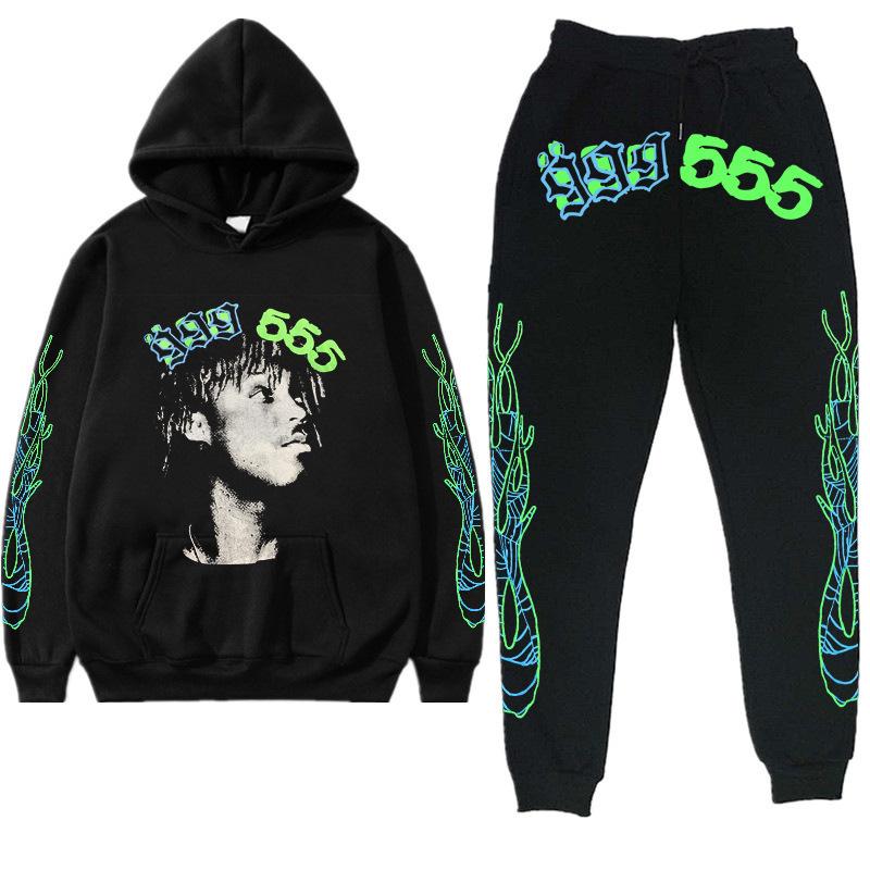 European and American Trendy Hip-hop Singer Letter Sp5der Printed Couple Sweater Men's and Women's Hoodies Sweatshirt Set