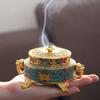 Colored Enamel Lotus Incense Burner Metal Painted Incense Base Tea Ceremony Accessories Sandalwood Coil Censer Home Decor