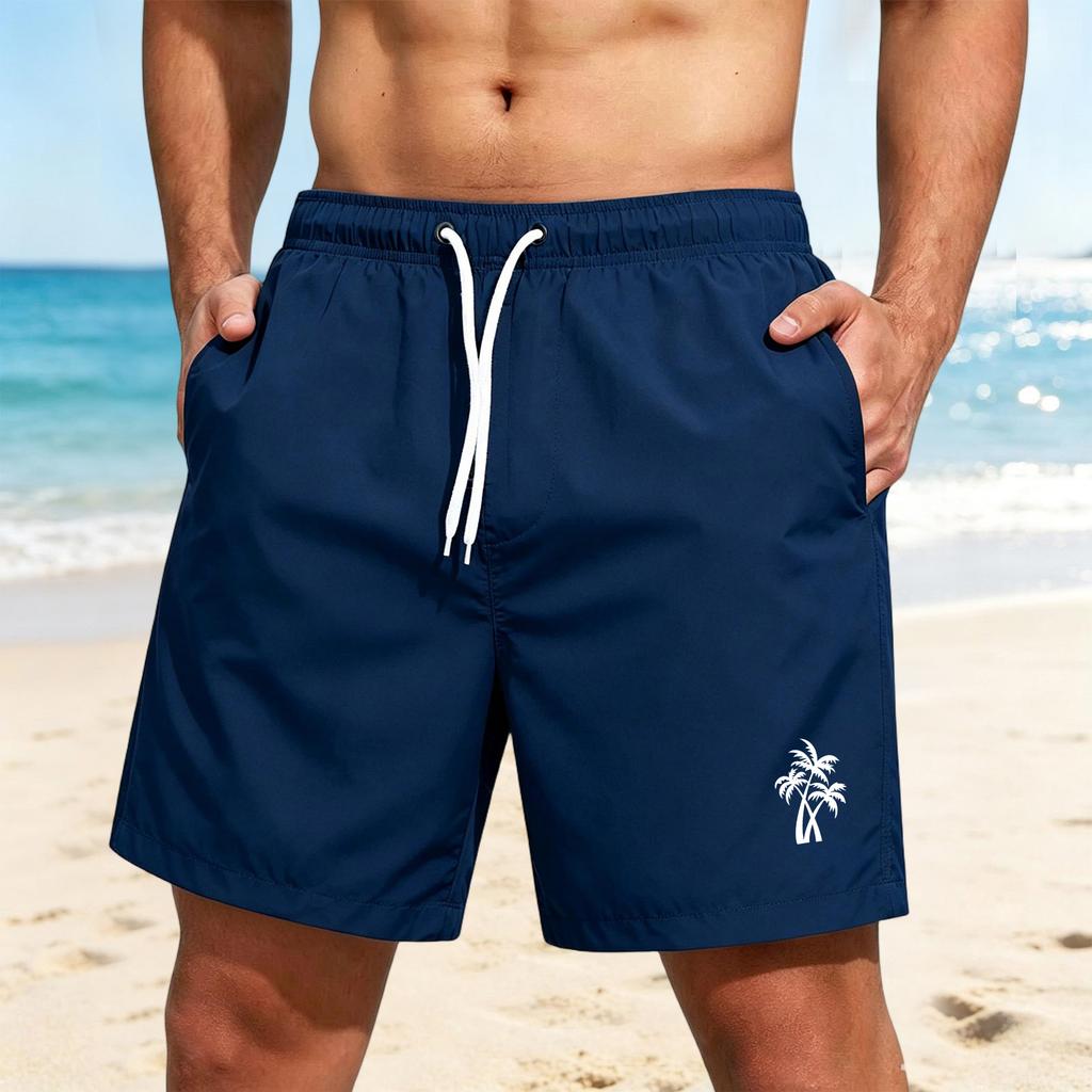 Men's Quick-Dry Hawaiian Print Beach Shorts for Summer Vacation