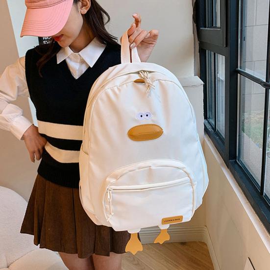 Cute Duck Backpack Teens Nylon School Bag Large Capacity Duck Daypack with Adjustable Strap for Students Travel Daily Outing Street