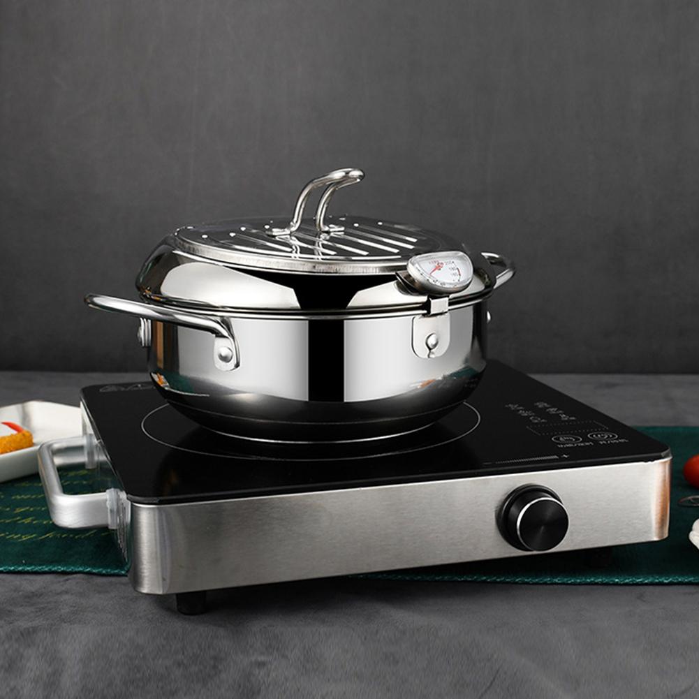 Stainless Steel Deep Fryer Deep Fryer Pot Thermometer Stainless Steel Cover Filter