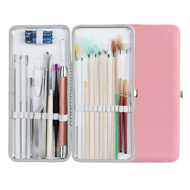 23PCS Ear Pick Tools Set PU Bag Ear Canal Cleaning Massager Feather Stick Ear Wax Pickers Wax Remover Cleaner Ear Spoons
