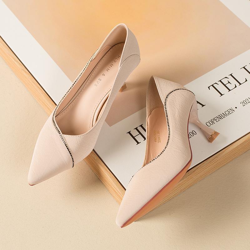 

Black high heels women s thin heels 2025 new summer pointed temperament work professional shoes 666-122 40