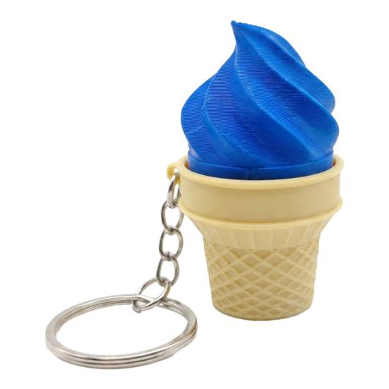 3D Printed Ice Cream Keychain Stress Relief Ice Cream Cone Sensory Fidget Key Ring Desk Toy Bag Backpack Purse Charm