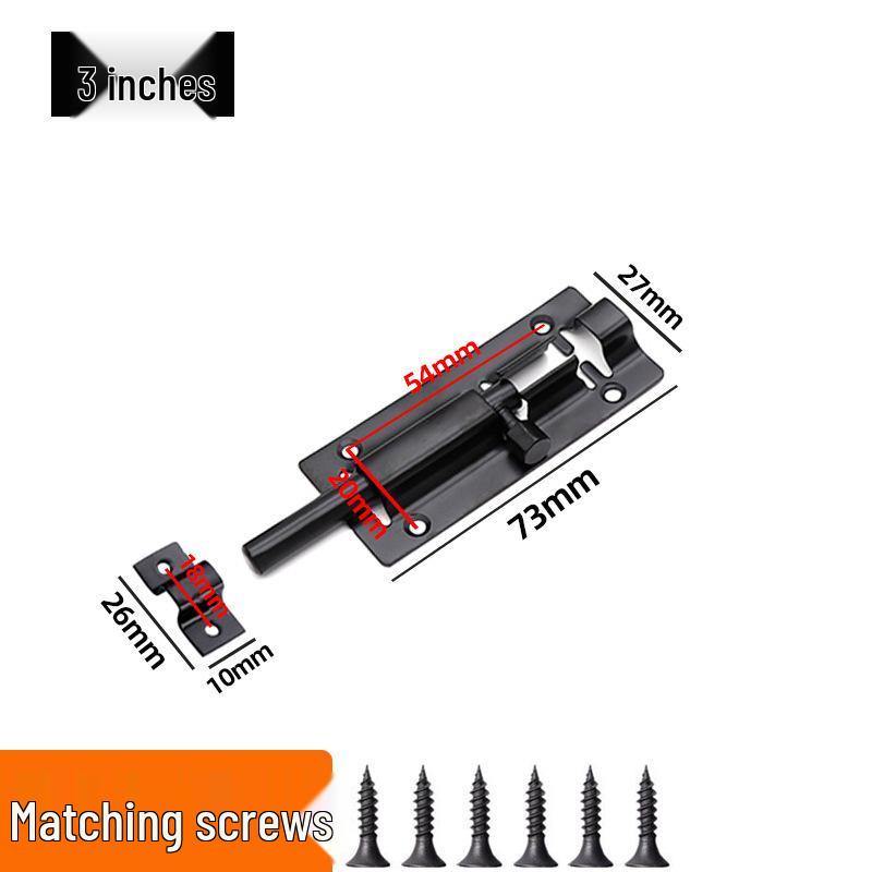 

Черный болт из нержавеющей стали для шкафа и деревянной двери, размеры: 1,5–5 дюймов Black bolt 3 inch (wear-resistant, with screws)