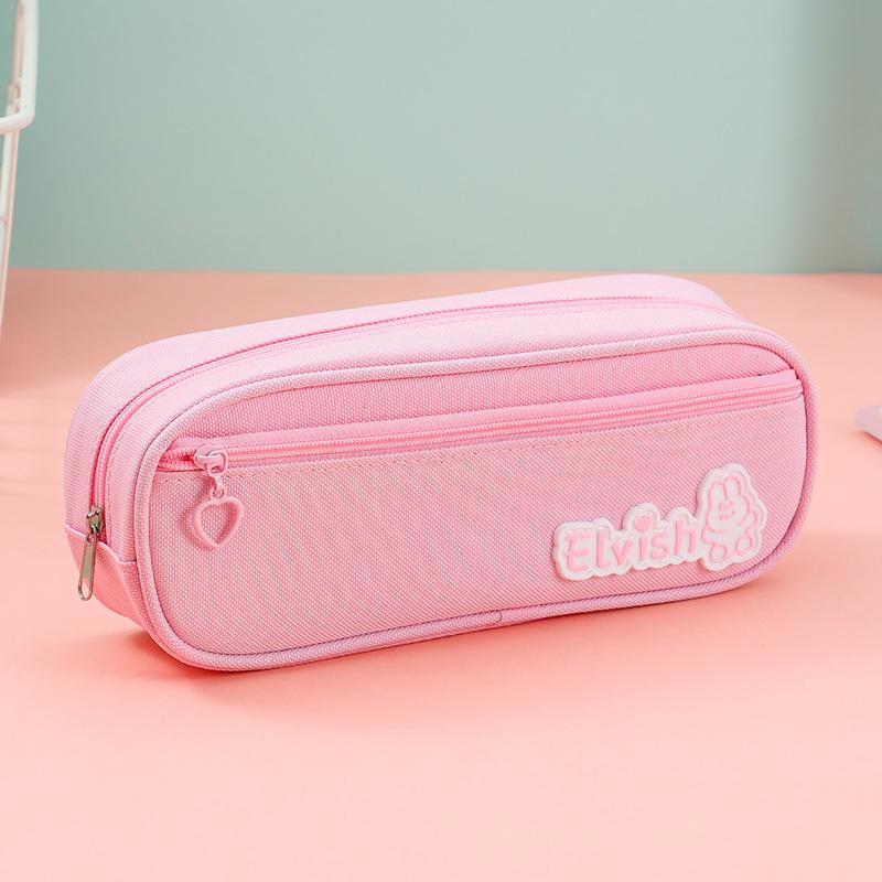 

2025 new bear pencil case simple and cute pencil case Oxford cloth pencil case student stationery case fresh stationery bag розовый