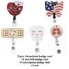 Custom Medical Nurse Accessories Rhinestone Felt Retractable Badge Reel With Alligator Clip Brooch Pins
