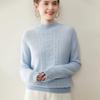 Women's Retro Jacquard Seven-Needle Cashmere Sweater - Thickened Double-Strand, Half-High Neck, Ideal Inner Layer for Autumn and Winter.