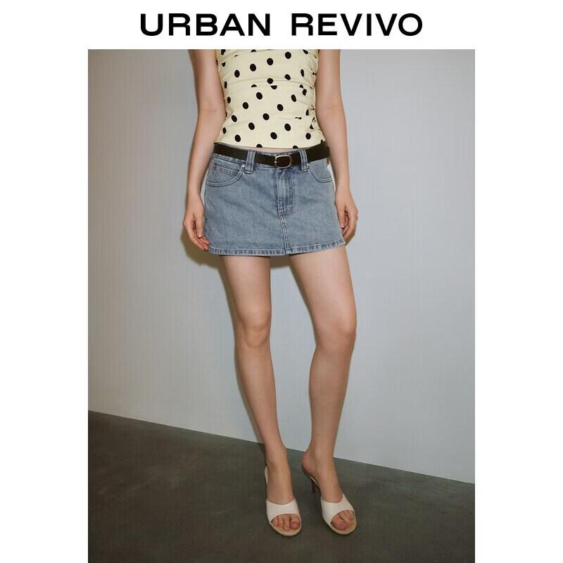 UR2026 Women s Mid-Rise Washed Denim Shorts with Belt 27