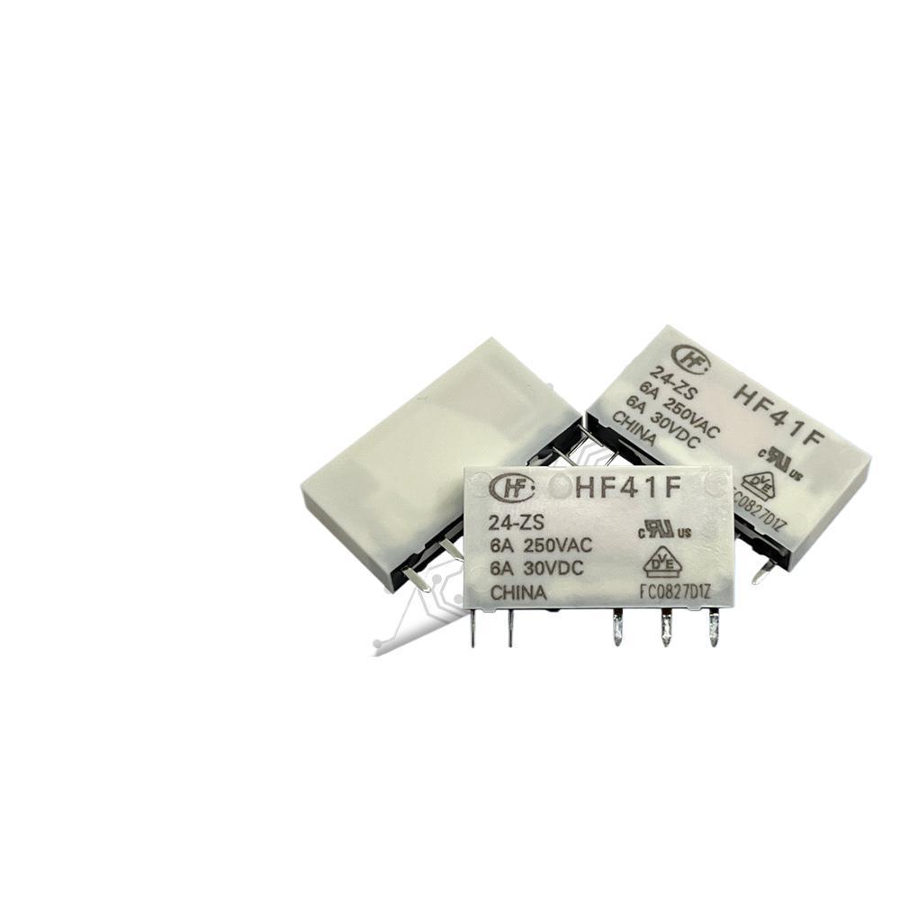 HF41F Series Original Hongfa Relays: HF41F-5-ZS, HF41F-12-ZS, HF41F-24-ZS, 5 Pins, 6A Changeover.