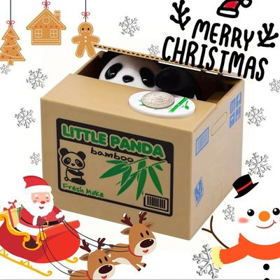 Caixa de dinheiro de poupança de depósito eletrônico, banco de moedas de panda automatizado, pote de economia de cachorro criativo, brinquedo fofo para crianças, presentes de Natal