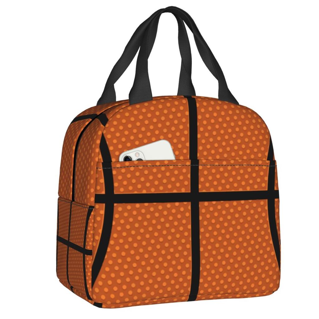 Custom Basketball Sports Pattern Insulated Lunch Bags for Women Portable Thermal Cooler Food Lunch Box Kids School Children