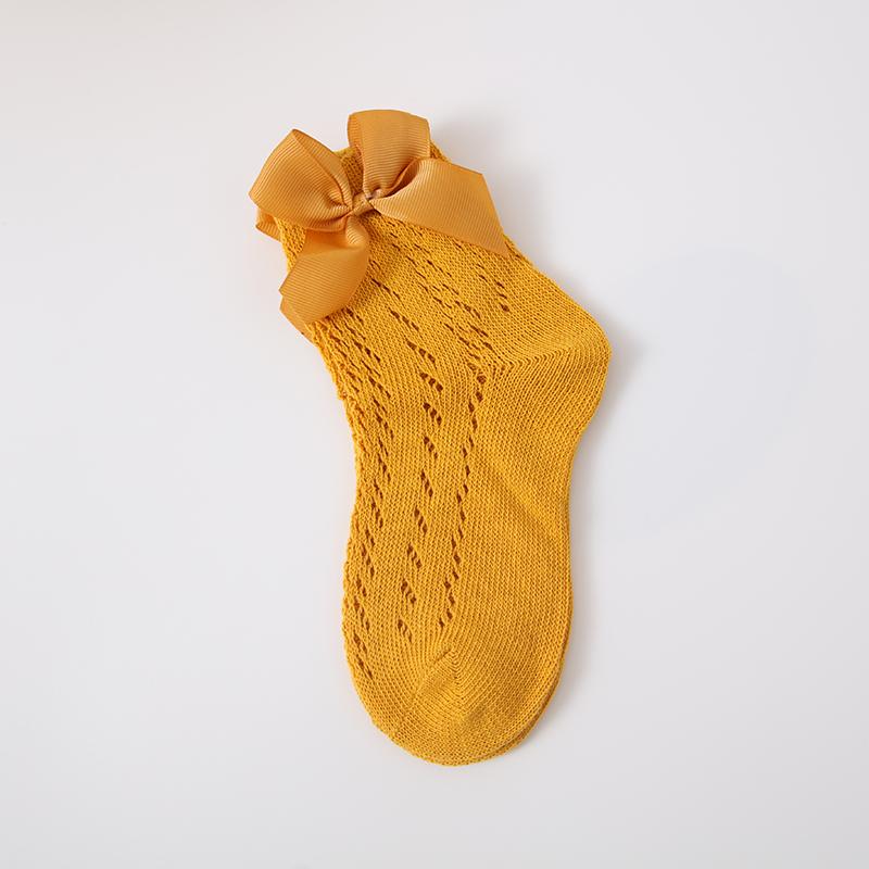 1 Perechi Șosete de Vară cu Fundă pentru Fetițe, Șosete Lungi pentru Copii Mici, Șosete Înalte până la Genunchi pentru Sugari, din Bumbac cu Plasă, Stil Spaniol, Șosete Respirabile Pentru 0-8 Ani