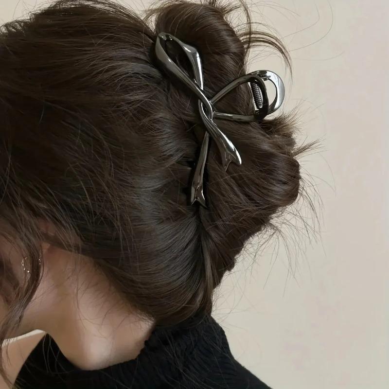 1 Multi-color Irregular Bow Large Grab Clip WOMEN'S Back Hair Clip Simple Design Advanced Sense Shark Clip Suitable for Daily US