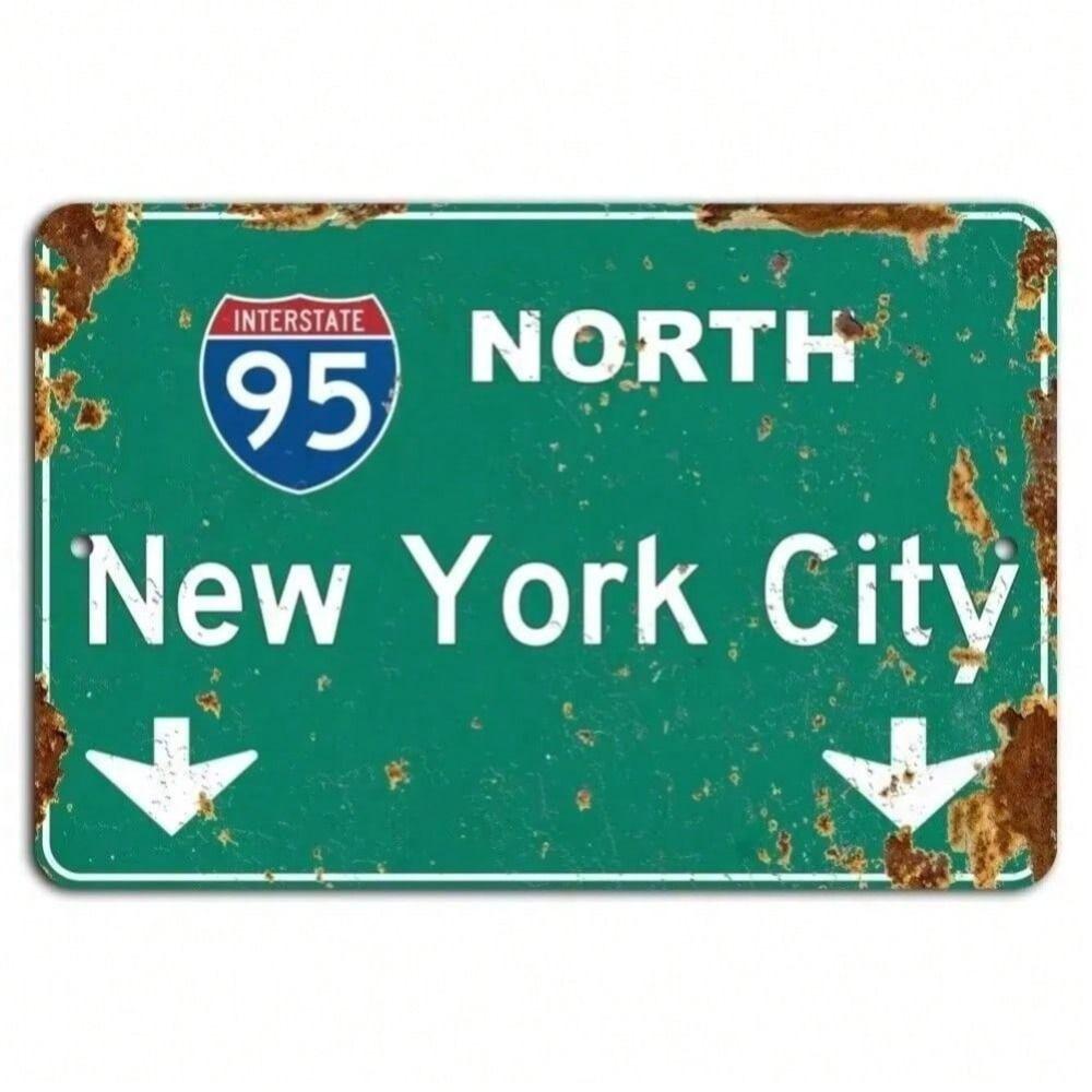 Green Metal Highway Sign I-95 North Nostalgia Vintage Wall Decor