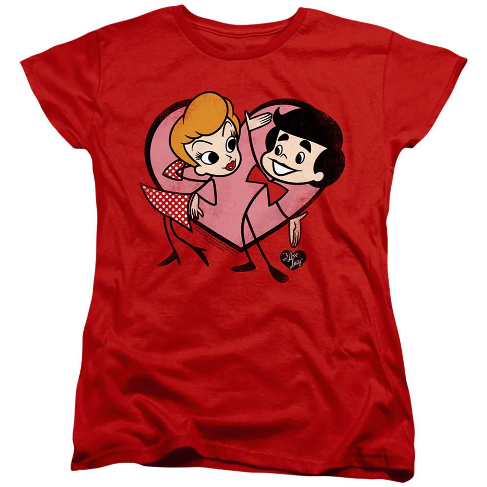 

I Love Lucy Cartoon Love Womens T Shirt Red Officially Licensed M