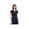 Anta Tennis Series Color Block Pullover Short Sleeve Polo Shirt Women Tops Black 162423107-2