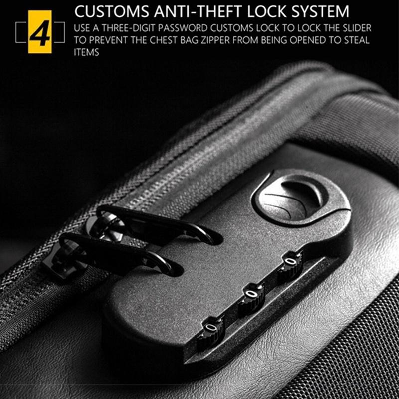 NEW High Qulity Upgrade Men's Waterproof USB Oxford Crossbody Bag Anti-theft Shoulder Sling Bag Multifunction Short Travel  Chest Pack for Male