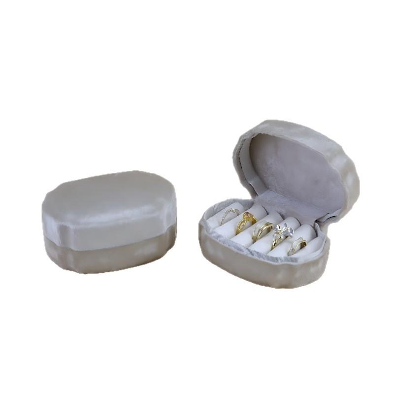 Mini Ring Box Solid Color Multi-Slot Jewelry Organizer Velvet Jewelry Box Korean Portable Jewelry Storage For Travel Home