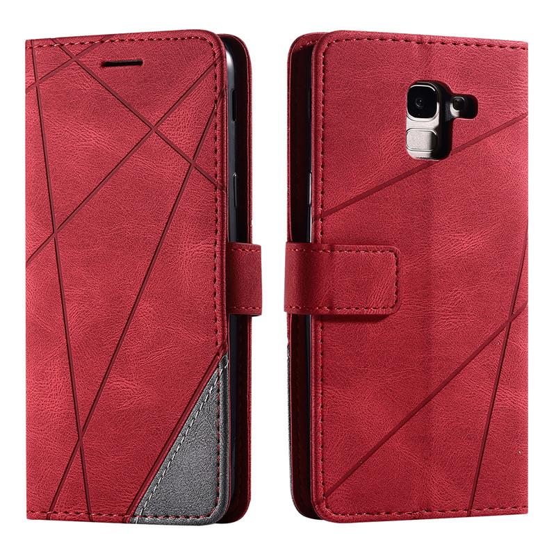 Ledertasche auf für Coque Samsung Galaxy J6 2018 Hülle Flip Cover na für Fundas Samsung J6 2018 Handyhüllen Galaxy J8 2018 Etui