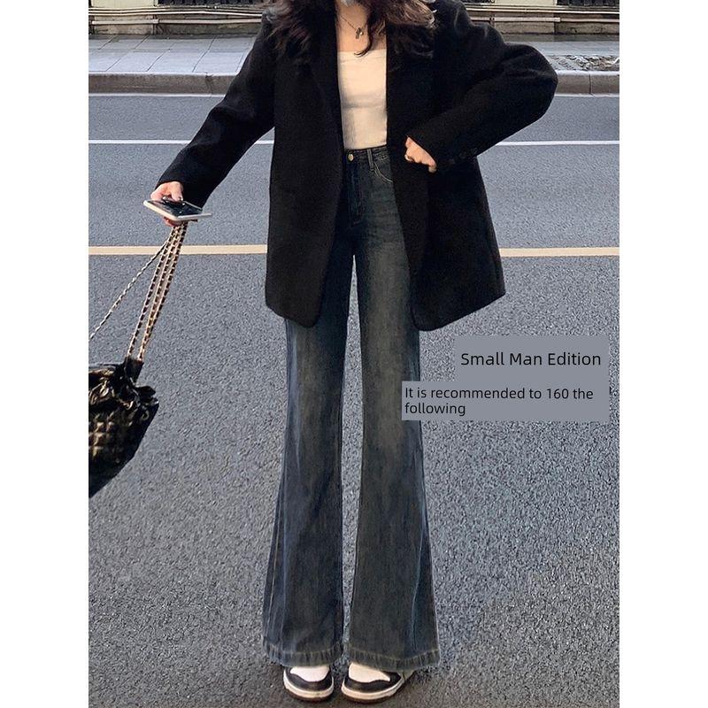 Blue Gray Slightly Rough Fall and Winter Plus Size Plus Size Ladies Denim Slate Gray Petite Fit M