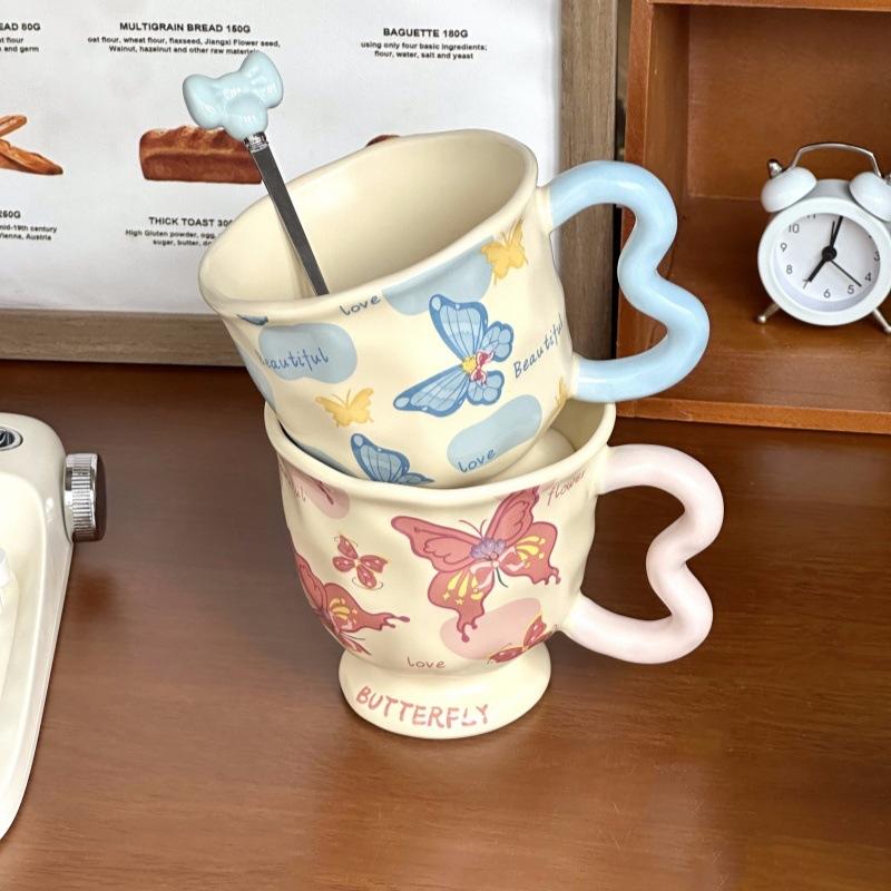 Birthday Gift for Best Friend High Looking Butterfly Ceramic Mug for Girls Practical Gift Souvenir Gift Box