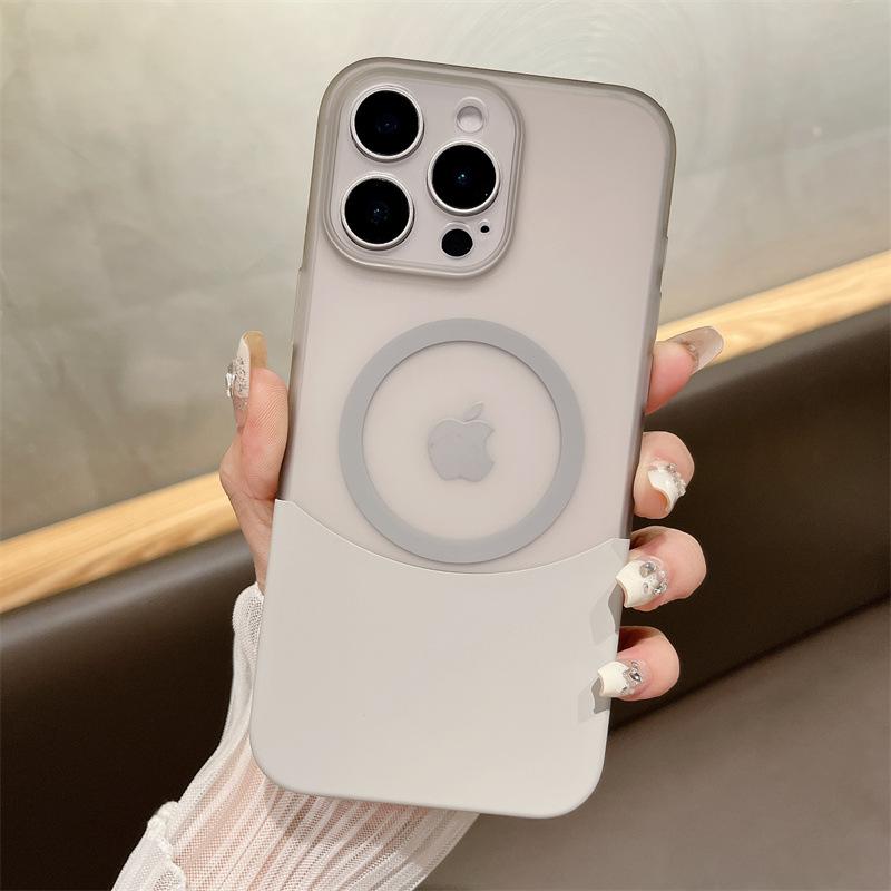 Anwendbar für iPhone16 Spleißkontrastfarbe Zwei-in-eins Matt Magnetische Saug-Handyhülle Apple 15pro Vollständige Schutzhülle