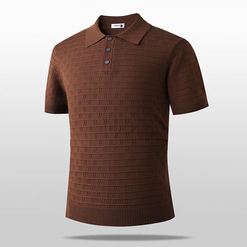 Ice Silk Knitted Short-sleeved Polo Shirt POLO Collar Short-sleeved Knitted Shirt Shirt Top Caring Casual 2XL хаки
