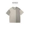 Menseye Men's Short-Sleeved T-Shirt, Color-Blocking Patchwork, Large Pocket, Workwear Style, Chinese Trend, Loose Fit, Khaki Color