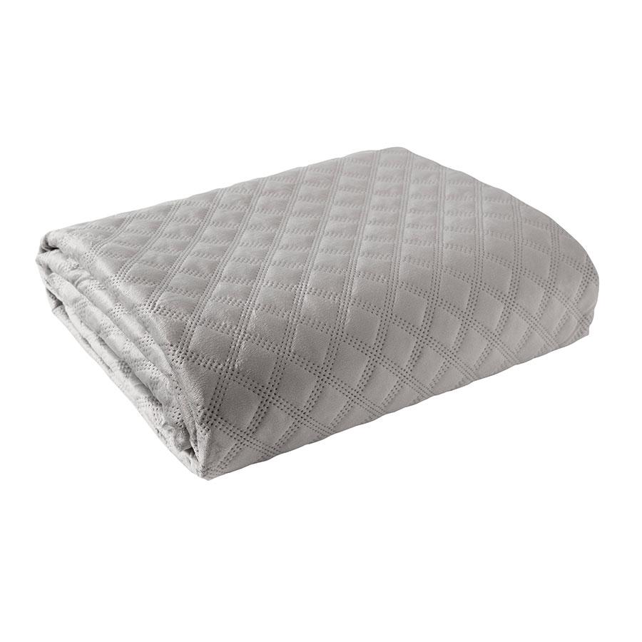 VELVI Bedspread 170x210cm - modern cool gray with a geometric pattern