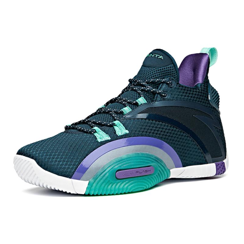 ANTA UFO3.0 Basketball Shoes Men's Mid top Heather Blue/Parrot Green/Anta White Sneakers 112111602-1