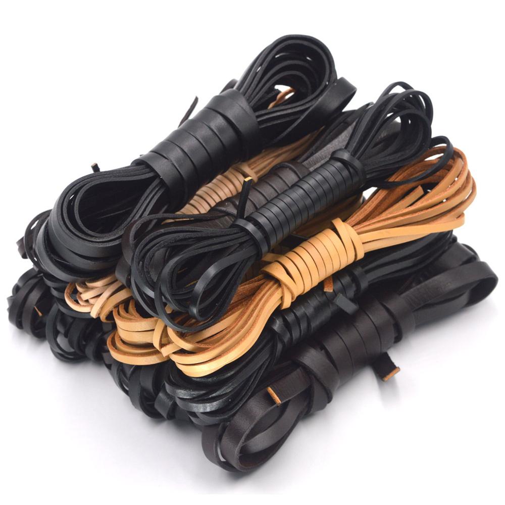 KALASO 2Yards(1.83M) Vintage Genuine Cowhide Cow Leather Cord Strip Flat Rope DIY  Craft Jewelry Bag Leathercraft